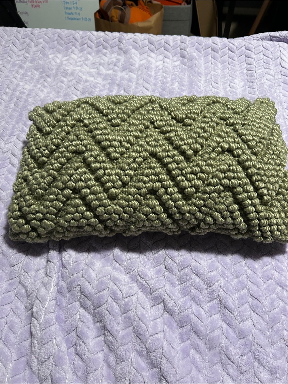 Green Textured Pillow